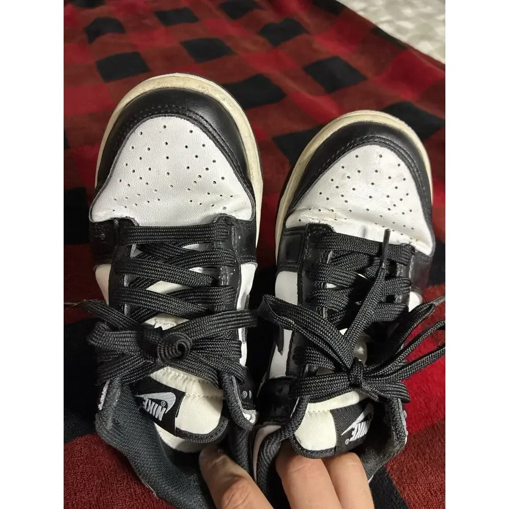 Nike Dunk Low Black/White Leather Colorblock Unisex Kids US 5 DD1503-101 Panda